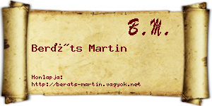 Beráts Martin névjegykártya